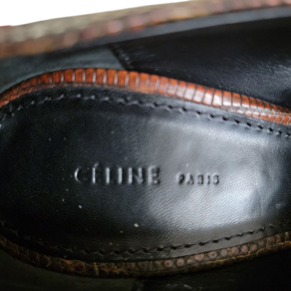 Celine Brown Lizard Platform Ankle Strap Heels Pumps 36.5 (US 6.5) Phoebe Philo - Picture 9 of 11
